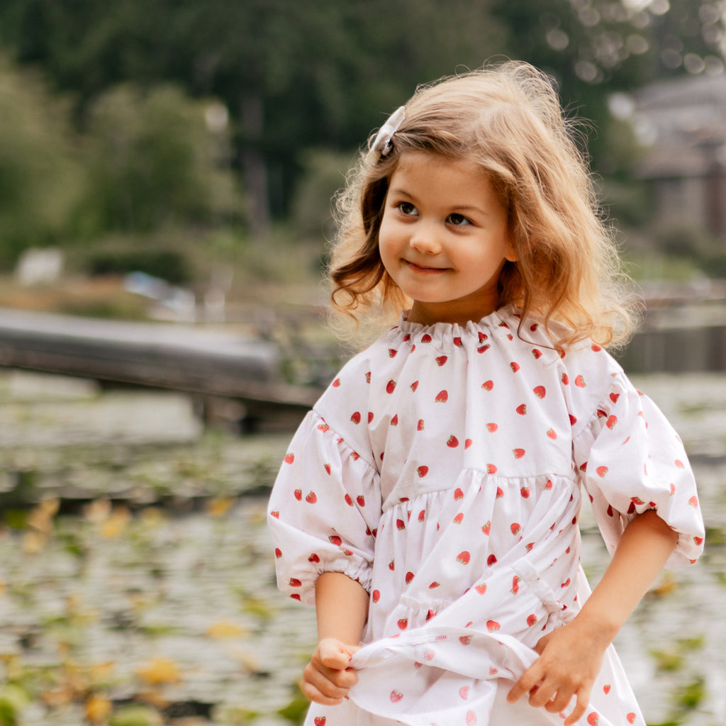 Girls Ruffle Dress sewing pattern with puff sleeve – Easily Made Patterns