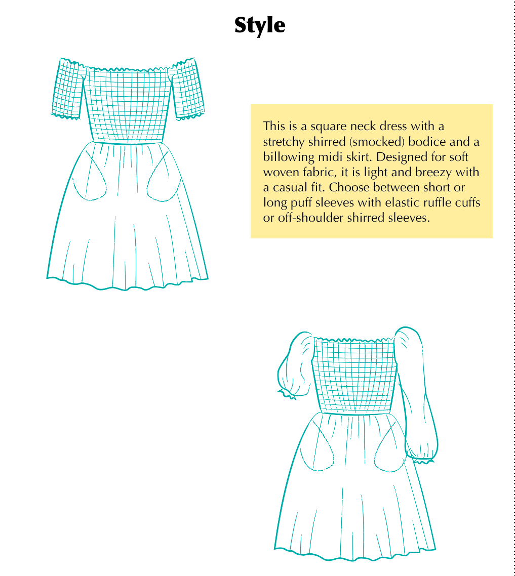 shirred midi dress pattern TOP INDIE SHIRRING SEWING PATTERNS The Fold Line